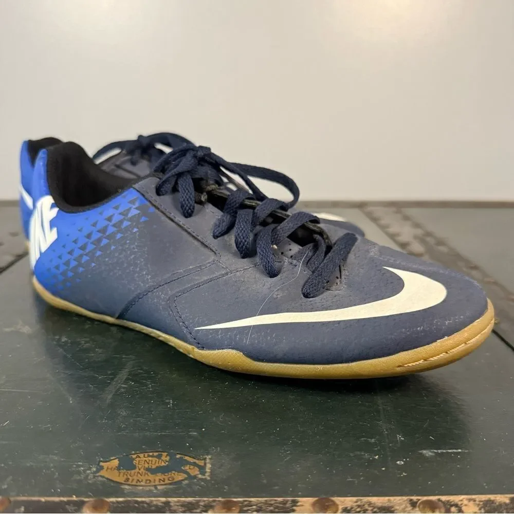 NIKE 'Bombax IC' Blue/White Indoor Soccer Shoes Kids Size 4